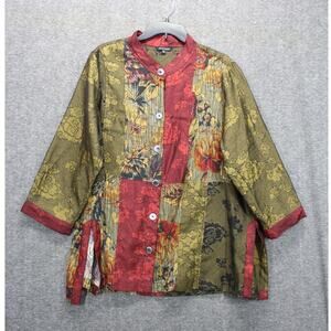 John Mark Floral Colorful Tunic Top Plus Women’s 1X Jacket Artsy Art Wear Boho